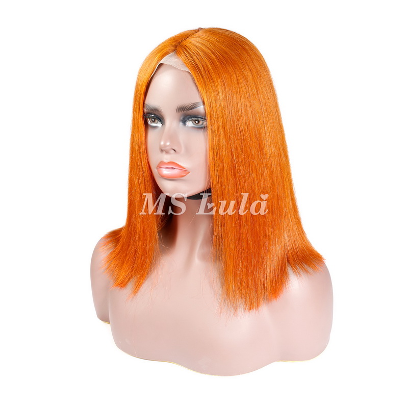 Orange Ginger Color Straight T Part BOB Lace Wig - 图片 5